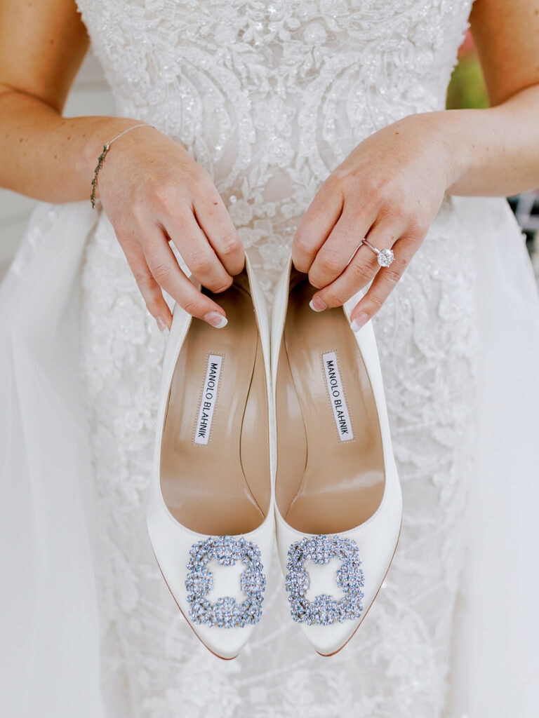 Ivory Manolo Blahnik wedding shoes