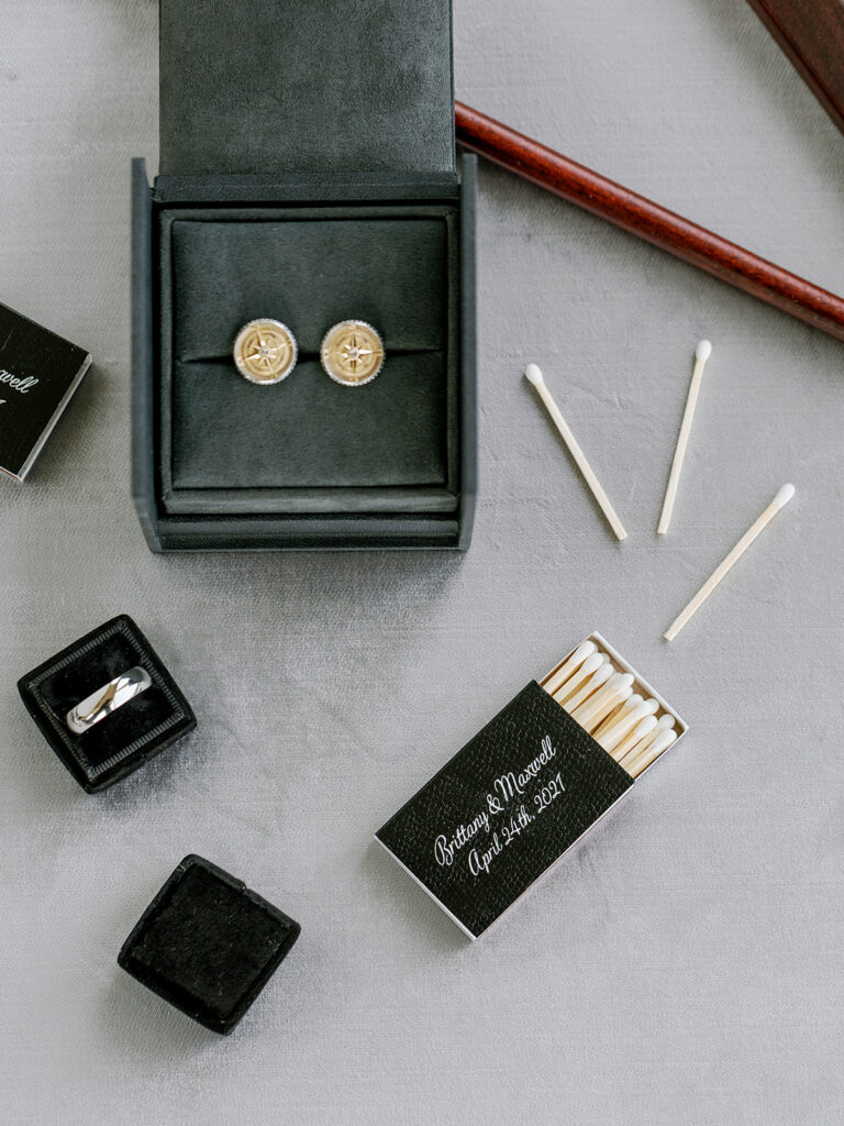 Personalized black wedding matchbox