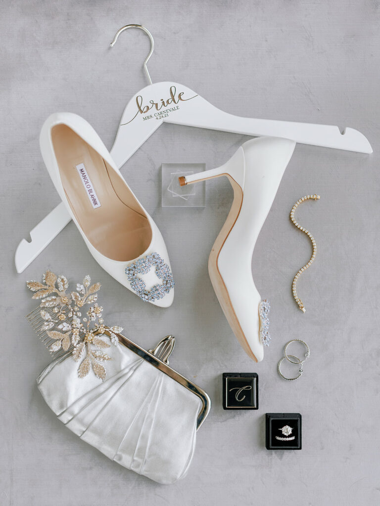 Ivory Manolo Blahnik wedding shoes