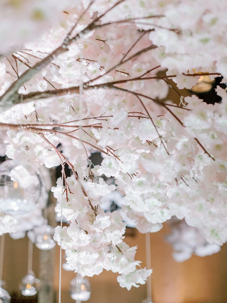 Cherry blossom tree wedding ceremony decor