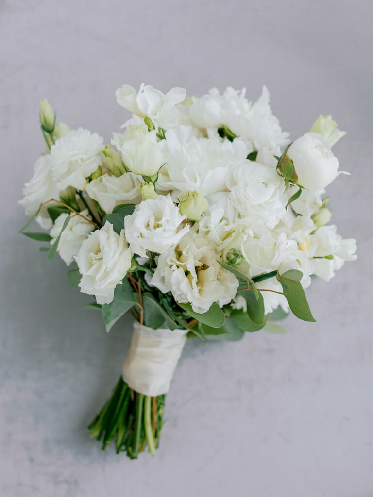 White wedding flower bouquet