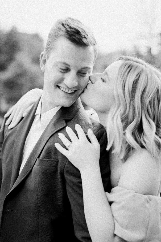 Black and white engagement photography