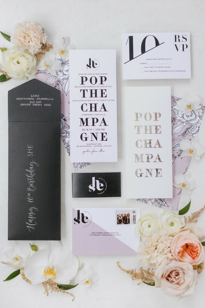 Modern anniversary party invitations