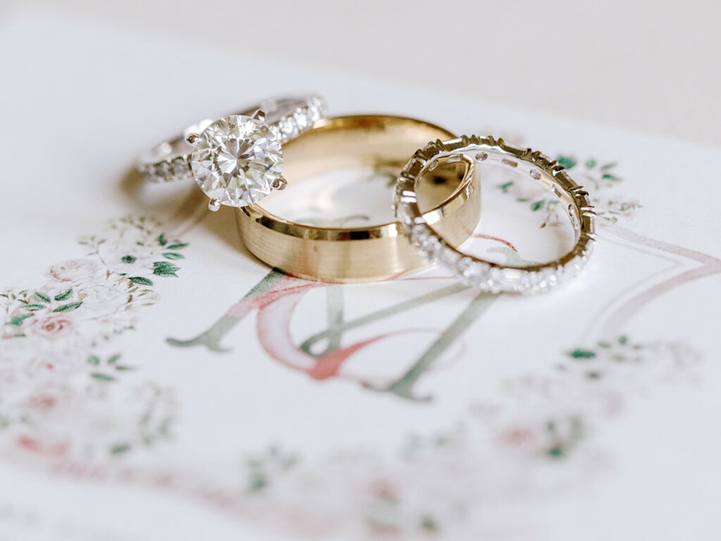 wedding and engagement ring details