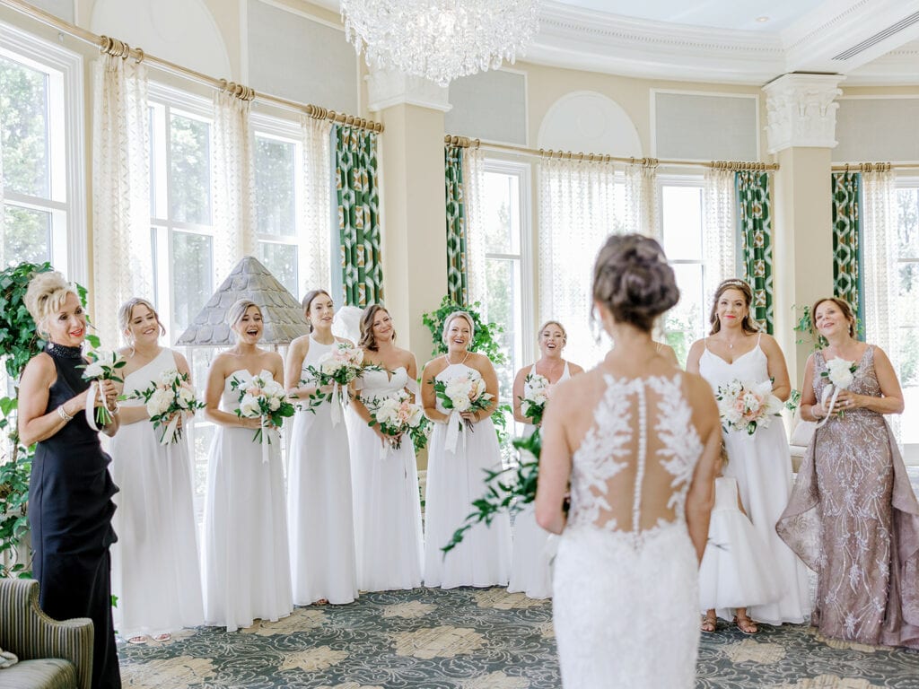 bride and bridesmaids at nemacolin woodlands resort