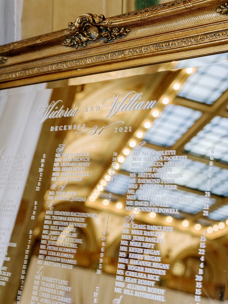 Gold Mirror Wedding Seating Chart