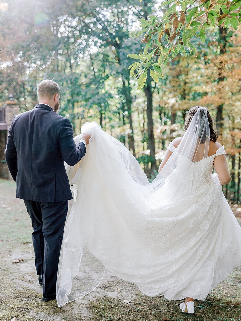 Photo of bride and groom at a fall wedding in Pennsylvania.