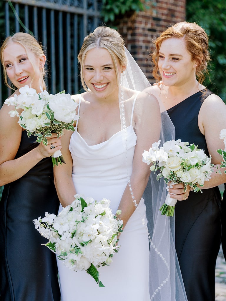 Photo of bride and bridesmaids in Pittsburgh. Modern Black and White Wedding