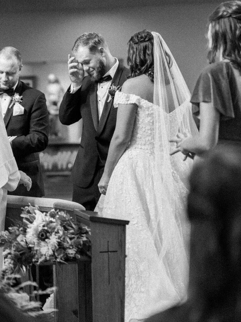 Photo of bride and groom at their church wedding ceremony in Pennsylvania.