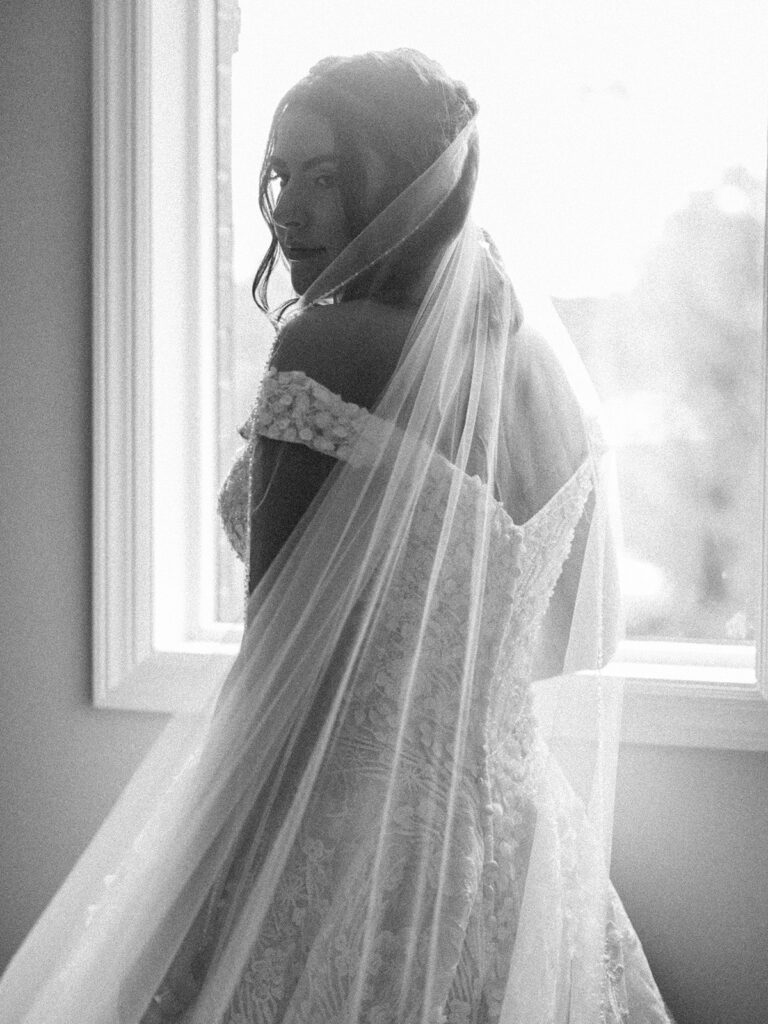 Photo of bride getting ready for her wedding.