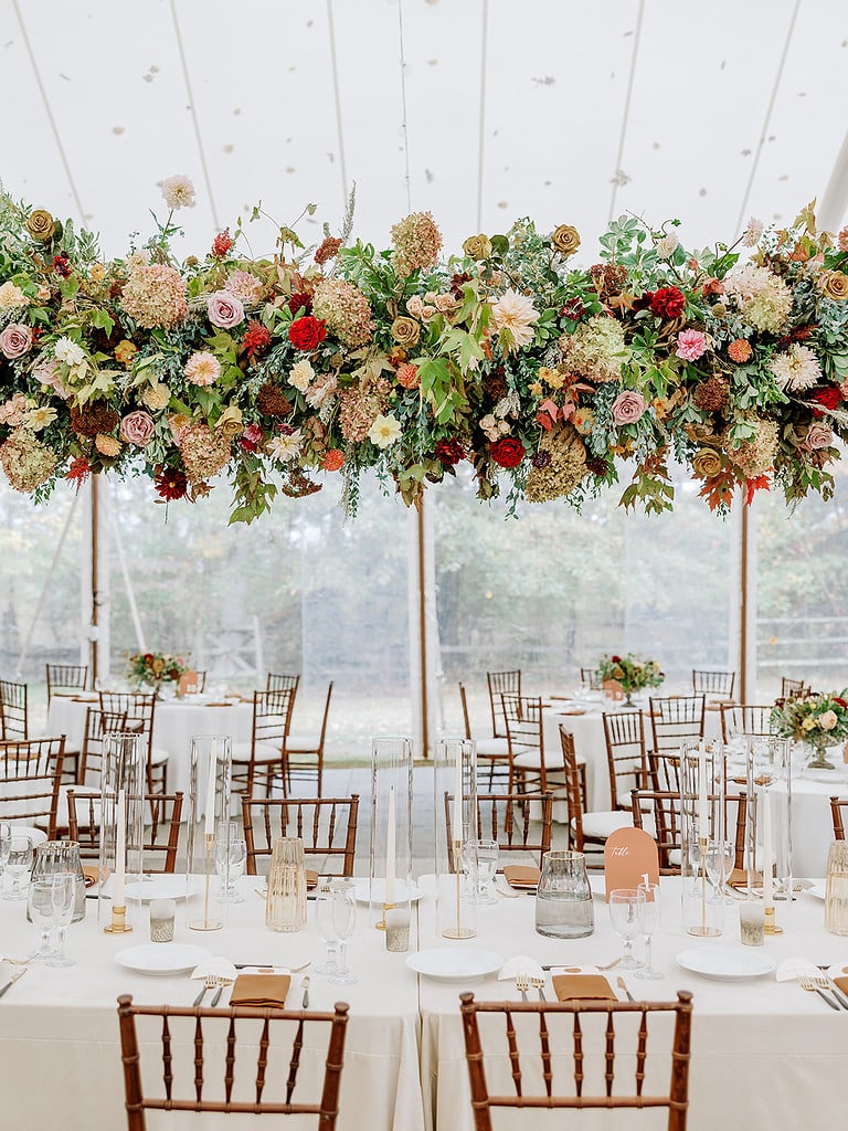 Photo of a fall Pittsburgh wedding reception.