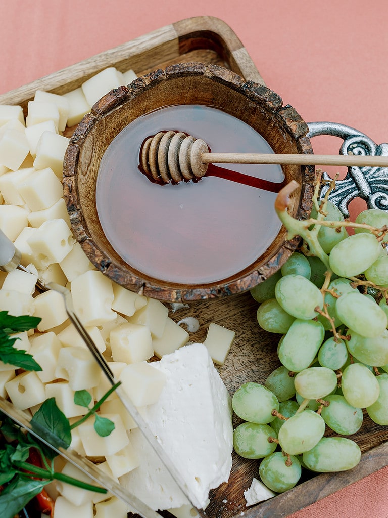 Photo of a charcuterie display at a luxury Pittsburgh wedding.