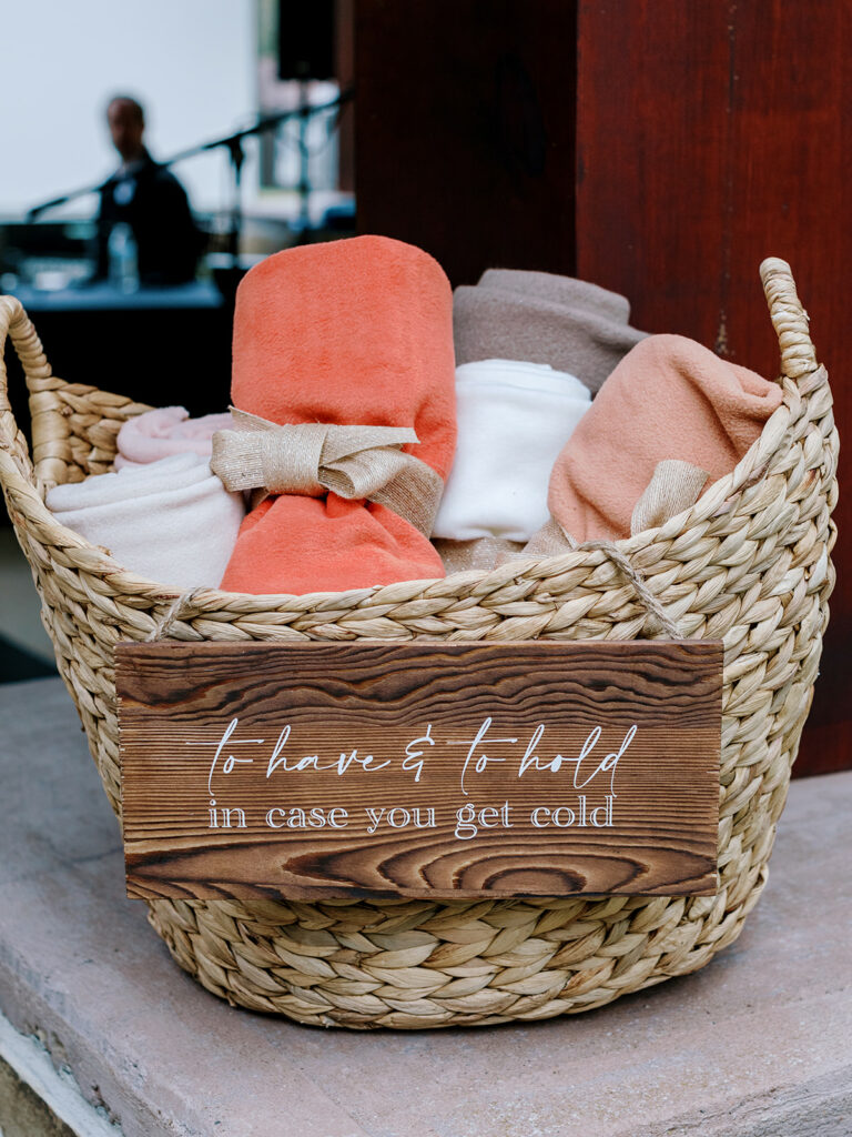Photo of a blanket basket for a fall Pittsburgh wedding.